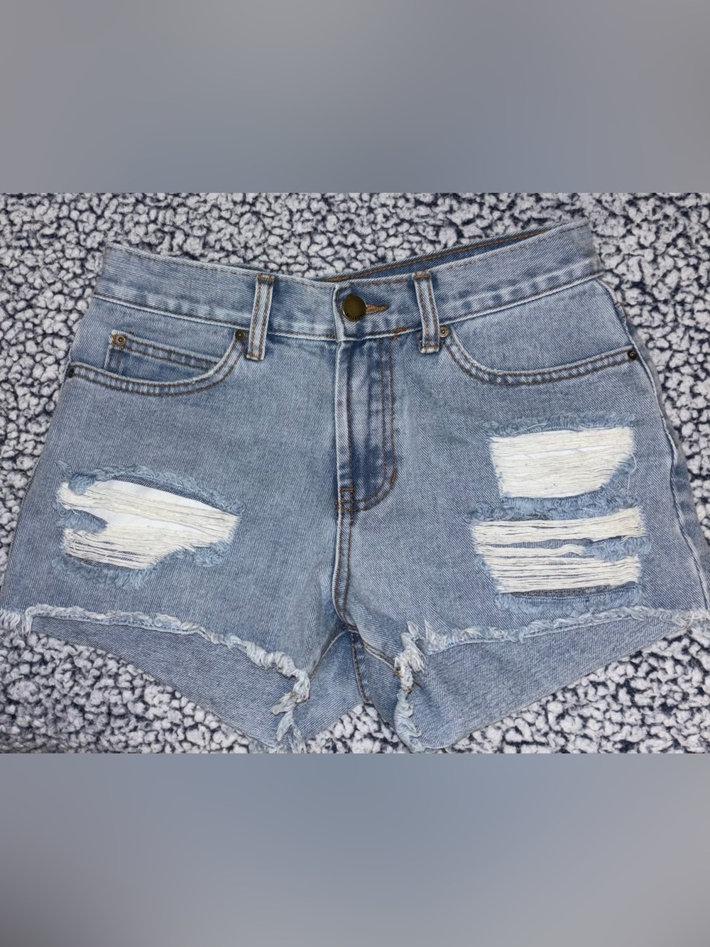 Billabong Light Blue Ripped High-Rise Denim Shorts